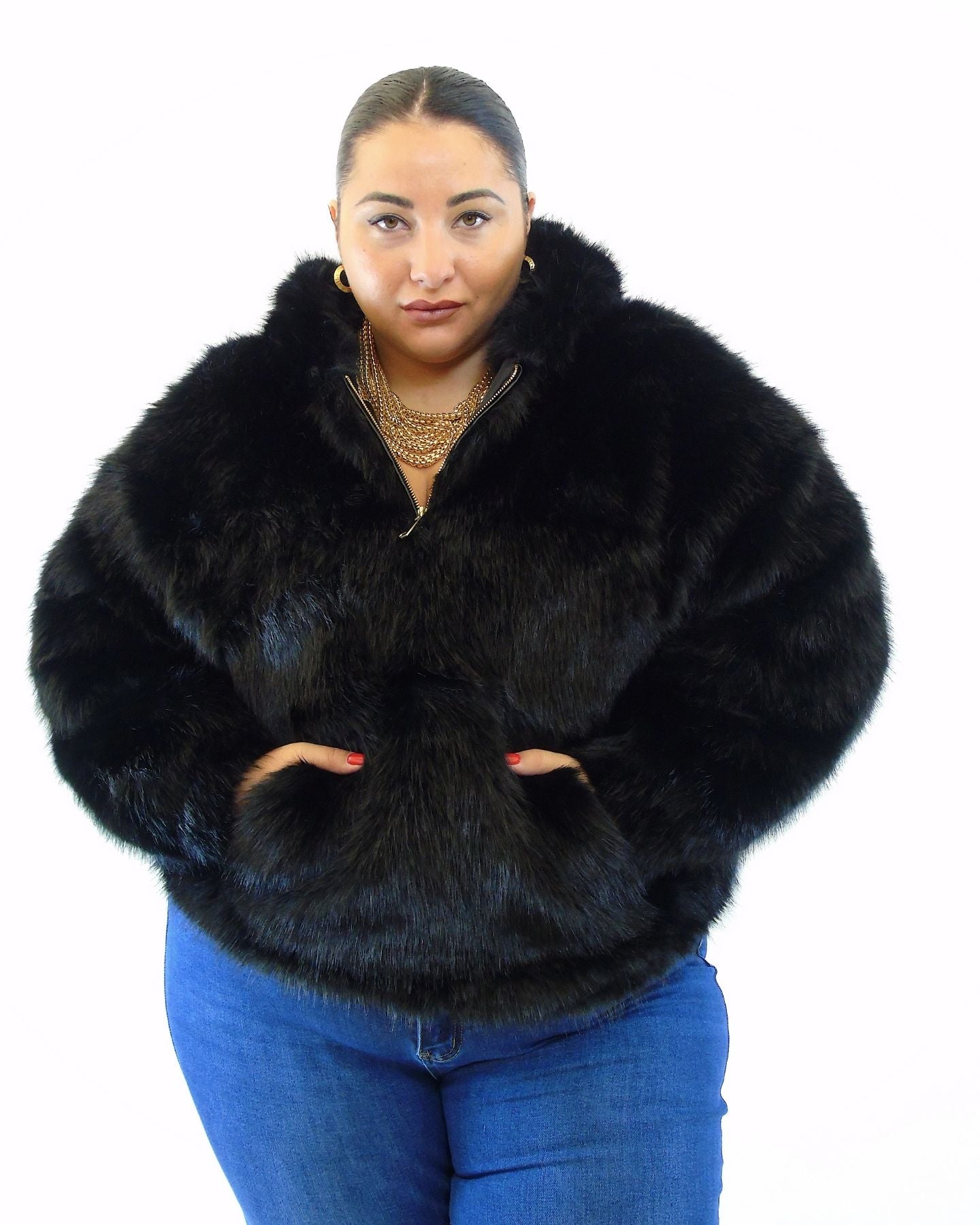 Felpa in eco pellicia 22067