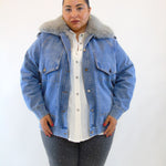 Giubbino in jeans con eco pelliccia