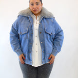 Giubbino in jeans con eco pelliccia