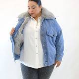 Giubbino in jeans con eco pelliccia