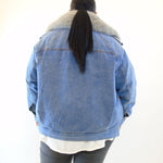 Giubbino in jeans con eco pelliccia