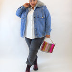 Giubbino in jeans con eco pelliccia