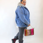 Giubbino in jeans con eco pelliccia