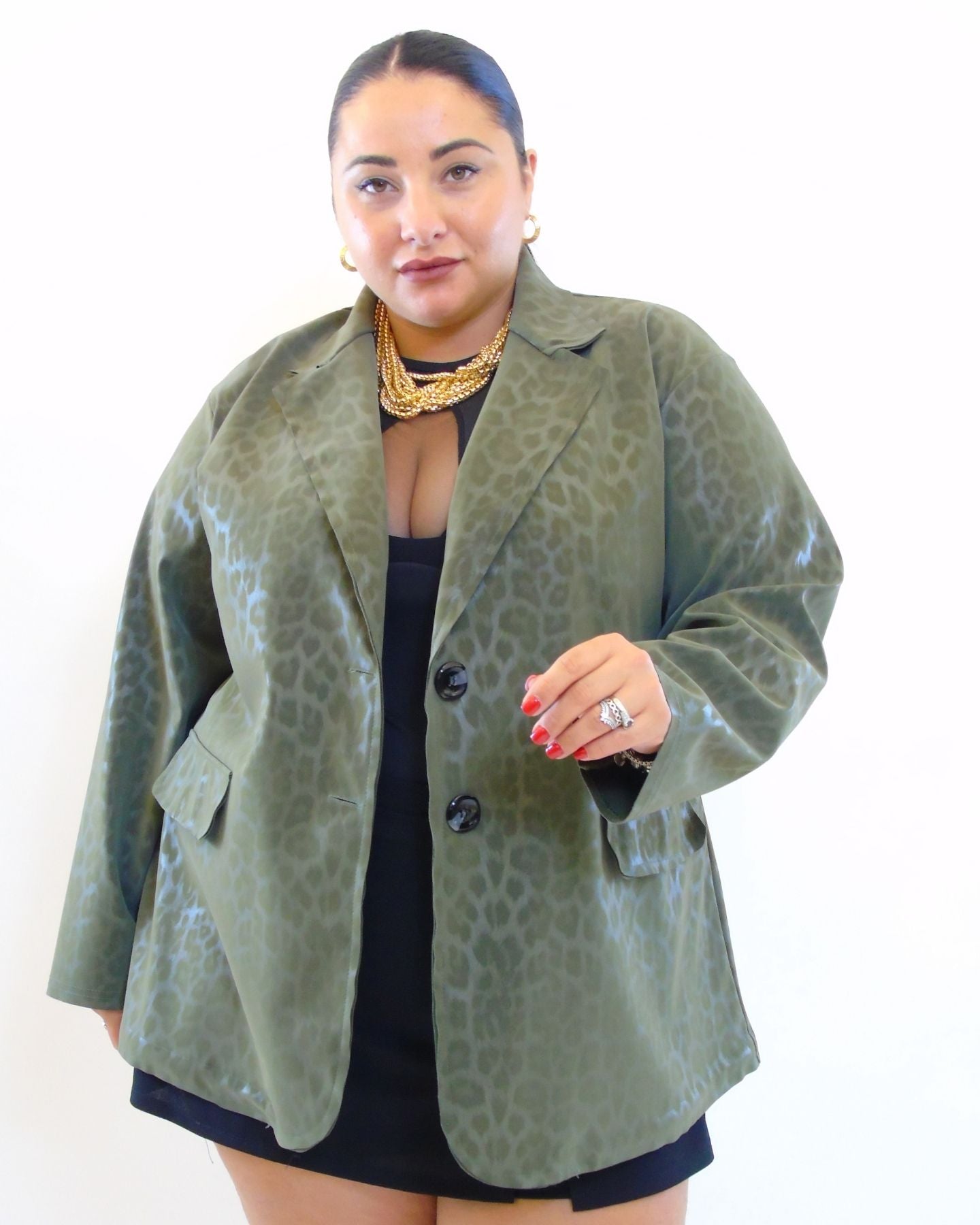 Blazer leopardata effetto lucido 25388