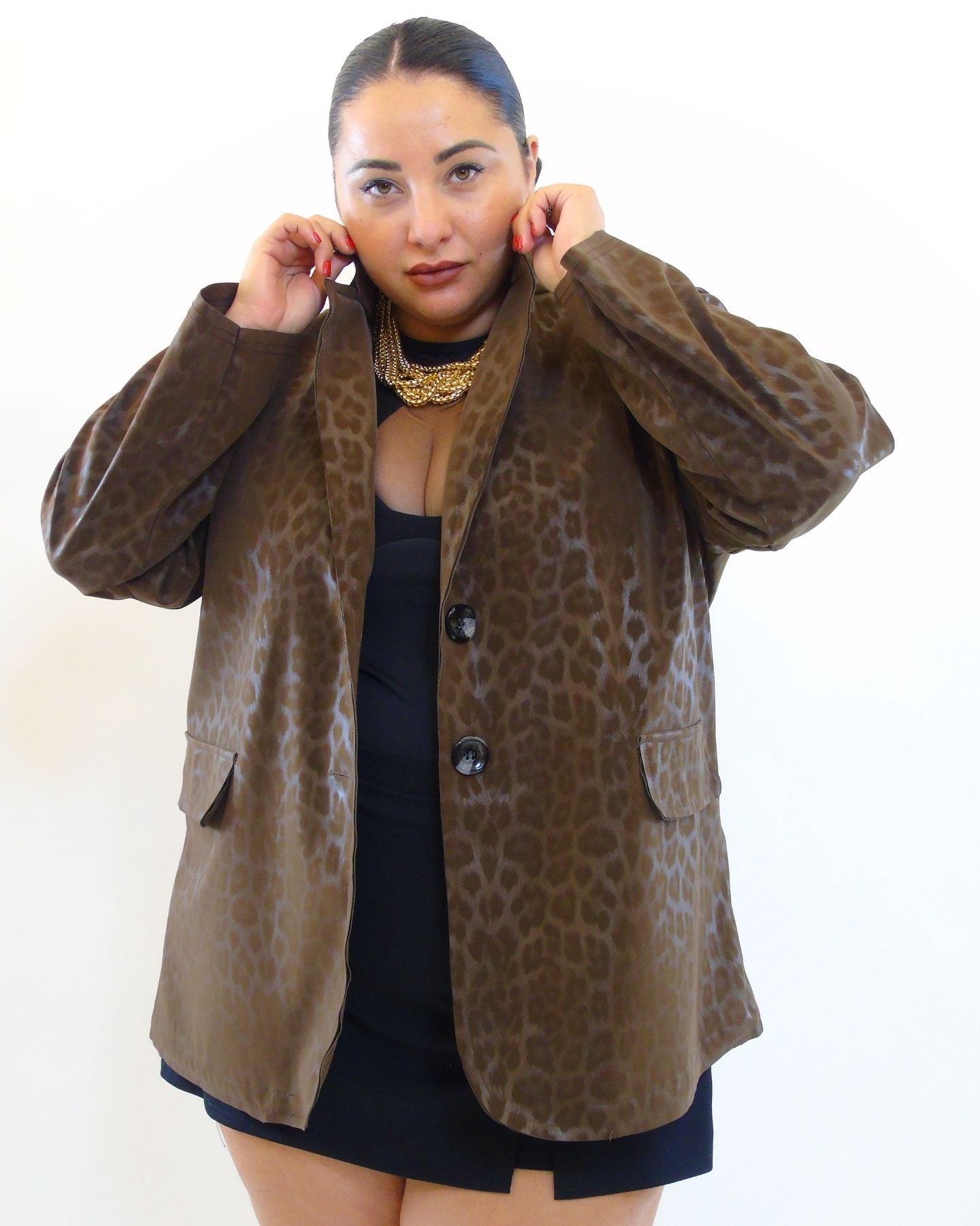 Blazer leopardata effetto lucido 25388