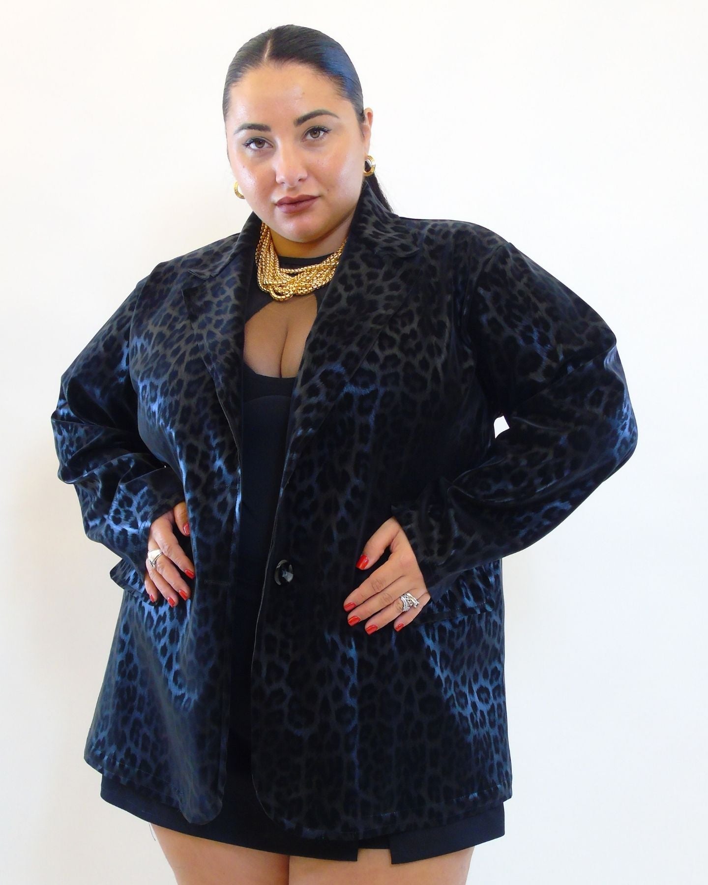 Blazer leopardata effetto lucido 25388