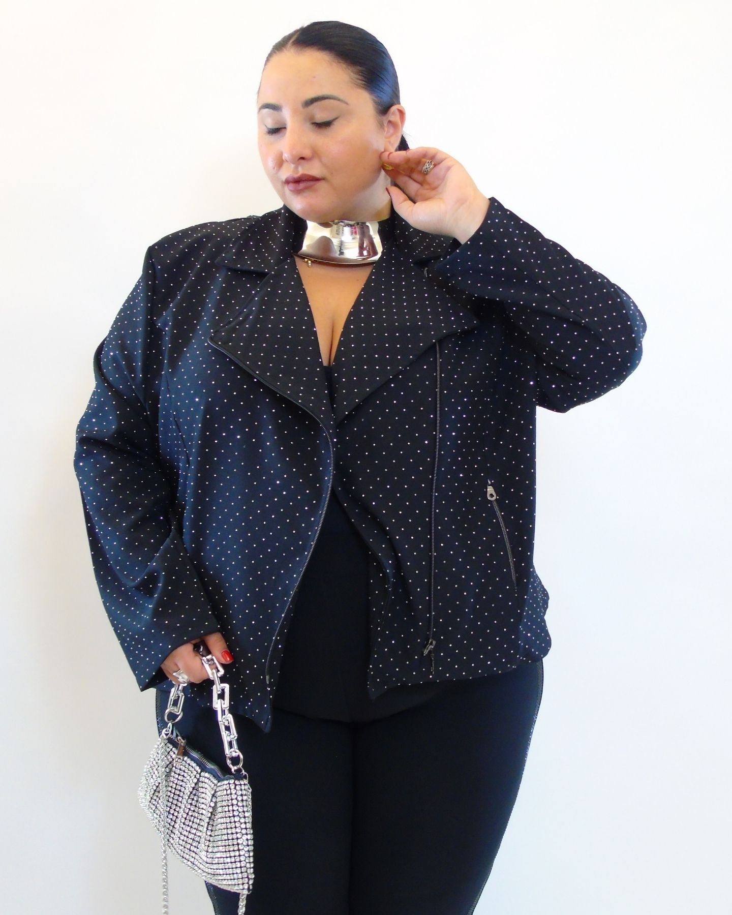 Chiodo in tessuto con brillantini 1955