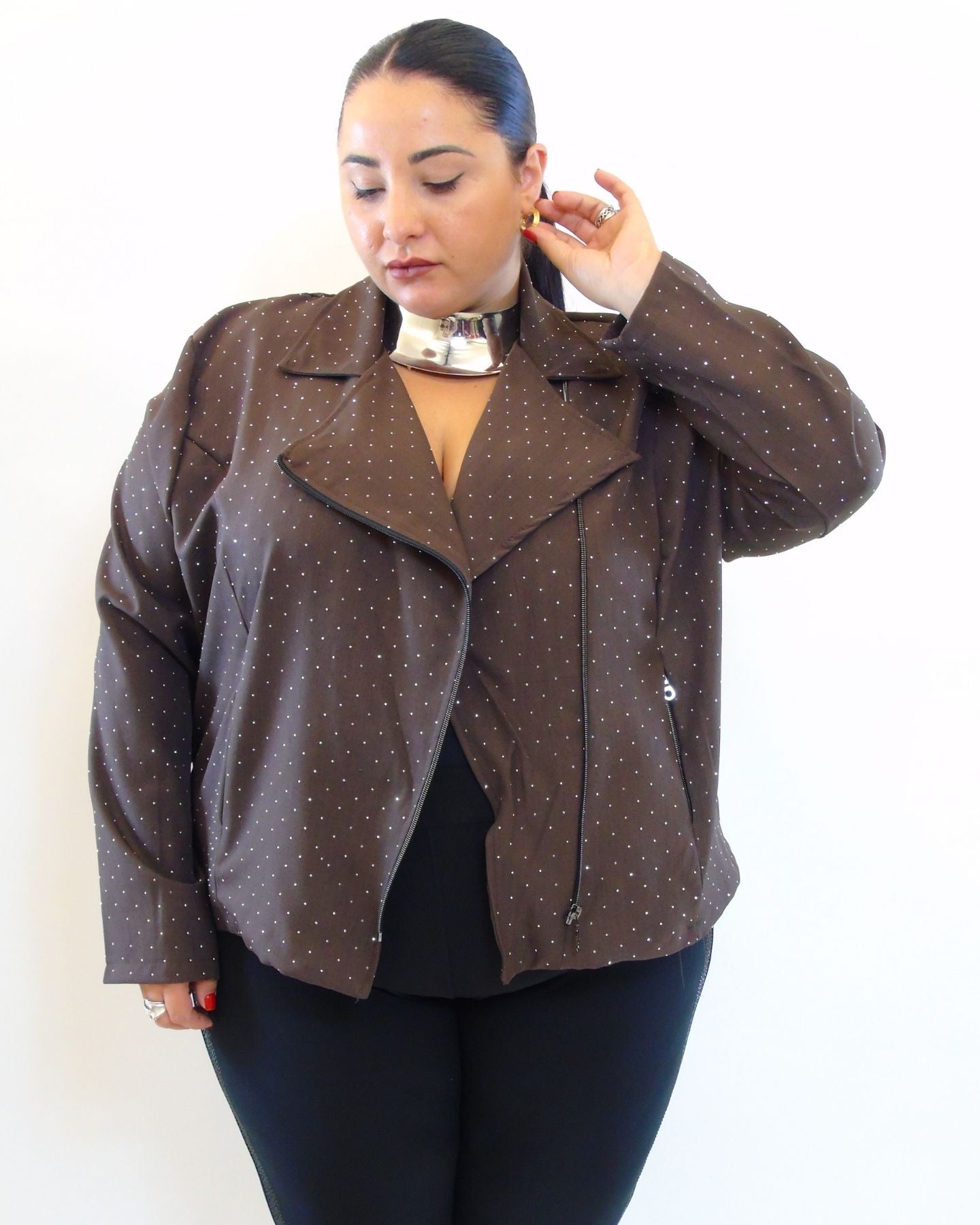 Chiodo in tessuto con brillantini 1955