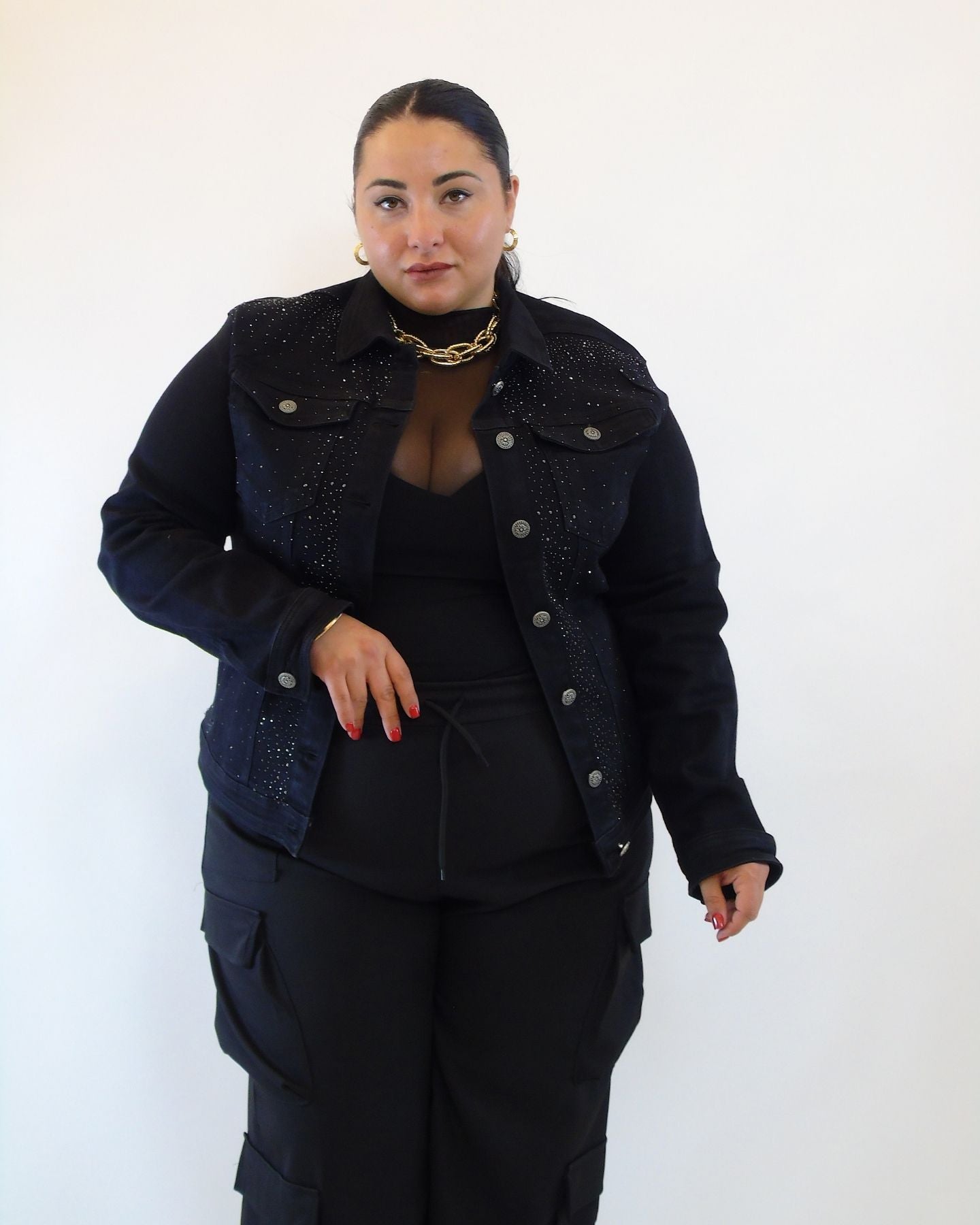 Camicia iin jeans con brillantini 6811