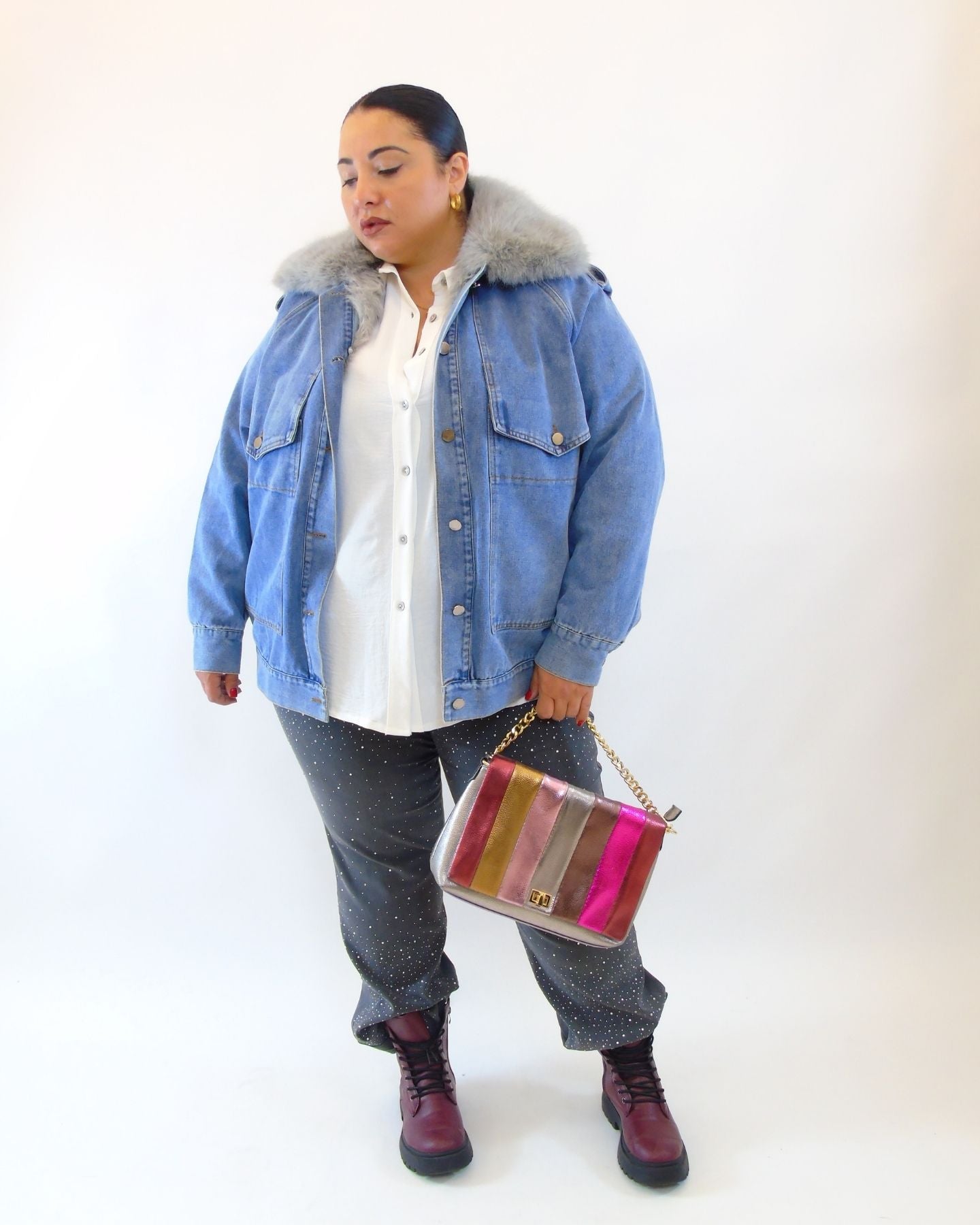 Pantalone con brillantini effetto jeans 99322