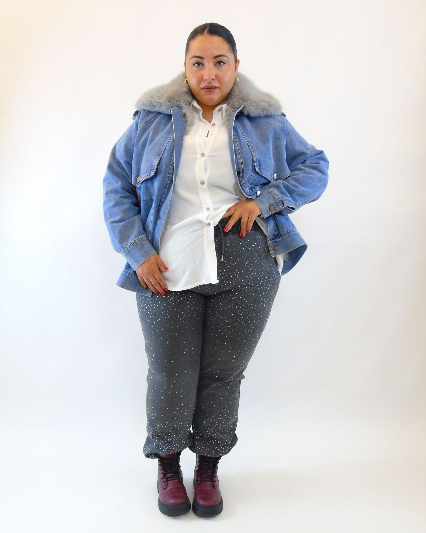 Pantalone con brillantini effetto jeans 99322