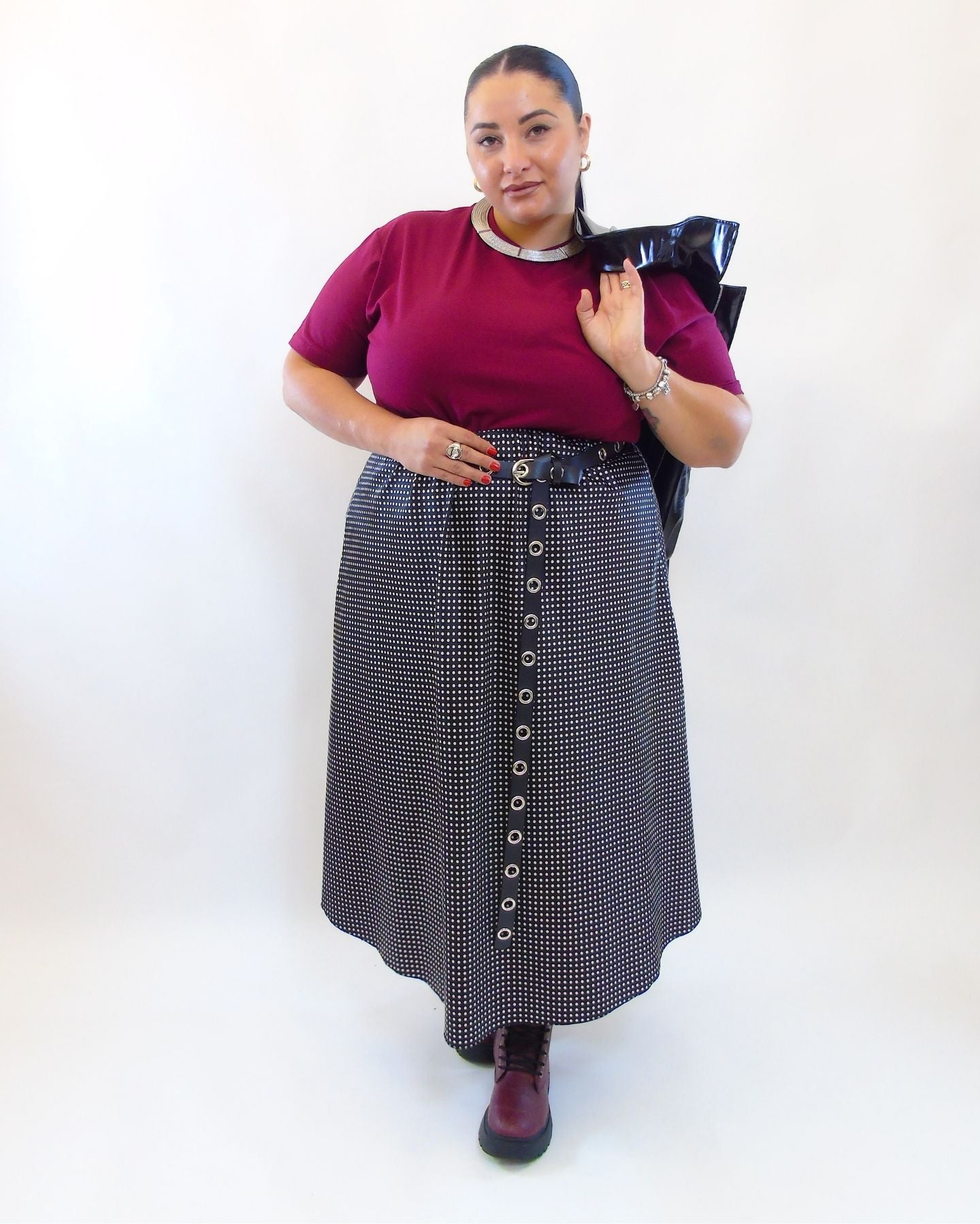 Gonna pois piccolo in satin 853830