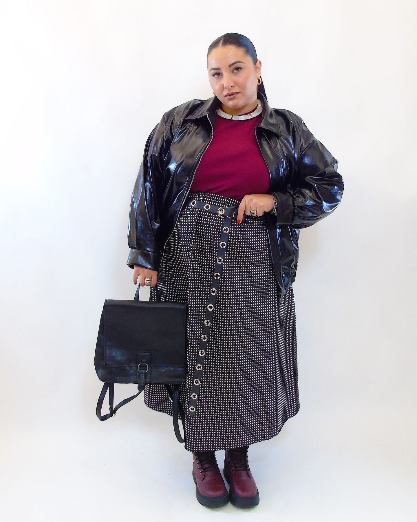 Gonna pois piccolo in satin 853830