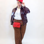 Pantalone con trama animalier e paillettes 7898