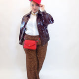 Pantalone con trama animalier e paillettes 7898