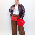 Pantalone con trama animalier e paillettes 7898