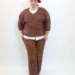 Pantalone con trama animalier e paillettes 7898