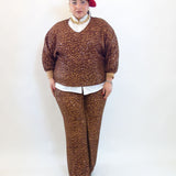 Pantalone con trama animalier e paillettes 7898