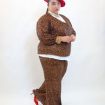 Pantalone con trama animalier e paillettes 7898