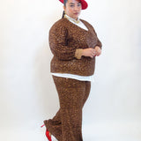 Pantalone con trama animalier e paillettes 7898