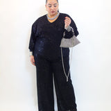 Pantalone con trama animalier e paillettes 7898