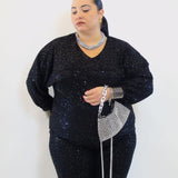 Maglia trama paillettes e animalier  7835