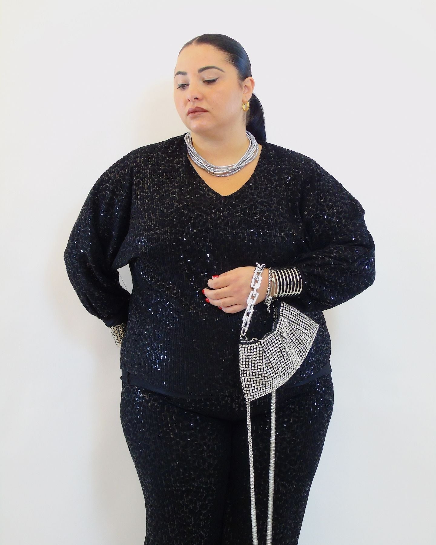 Maglia trama paillettes e animalier  7835