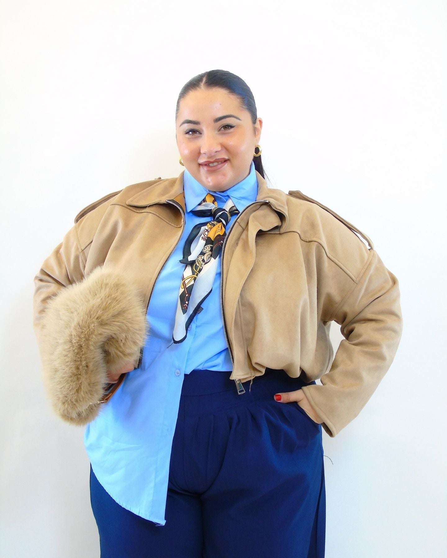 giubbino crop in tessuto  2594