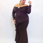 Abito modellante scollo a barca 3502