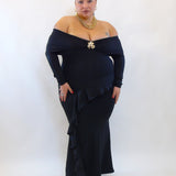 Abito modellante scollo a barca 3502