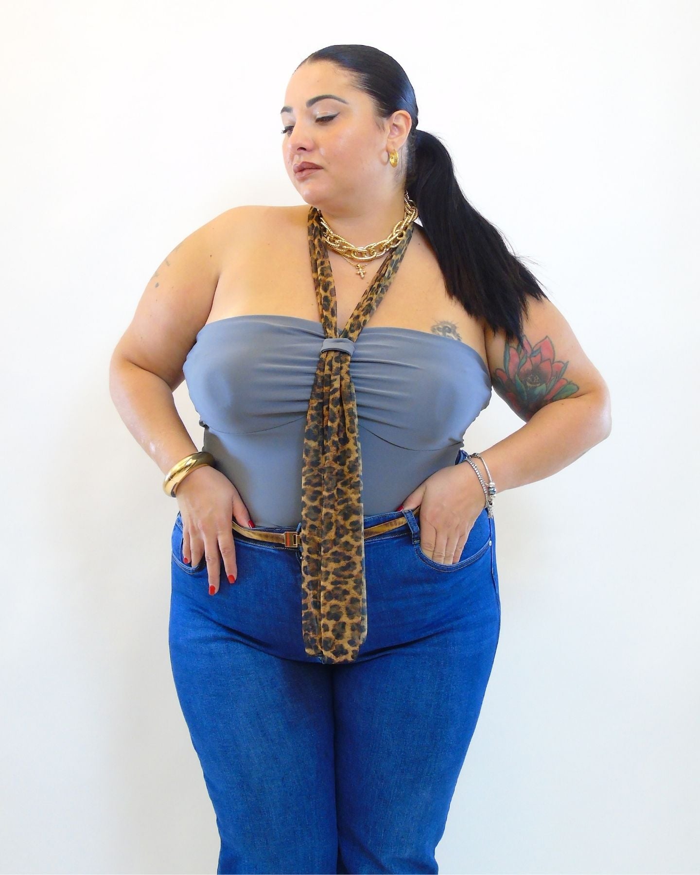 Body con fusciacca animalier  10105