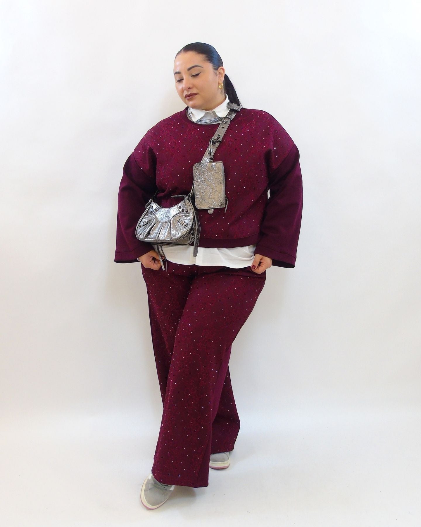 Coordinato con pizzo e brillantini 11331