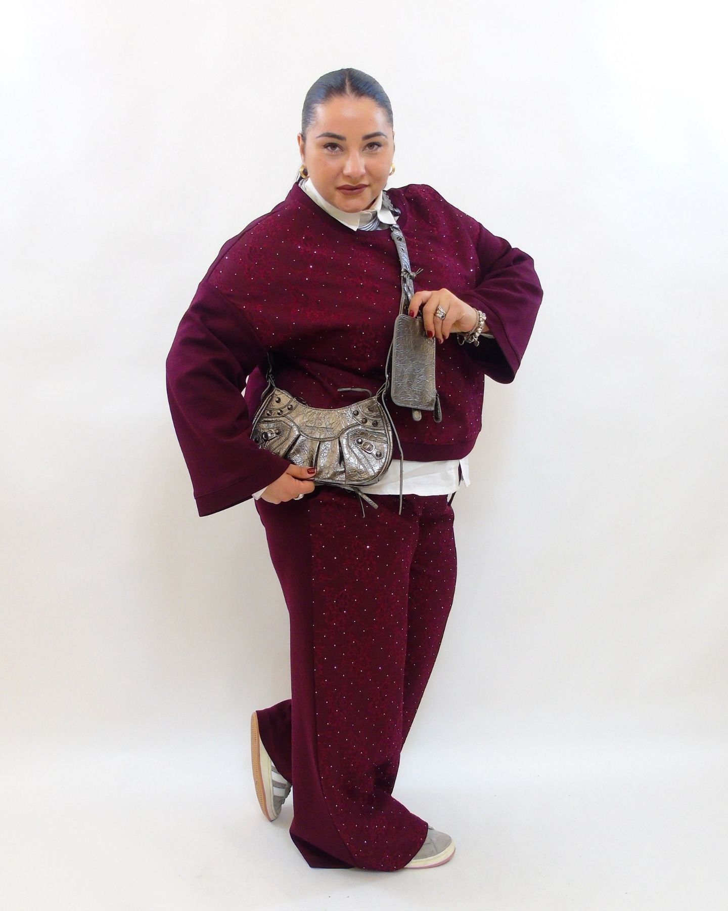 Coordinato con pizzo e brillantini 11331