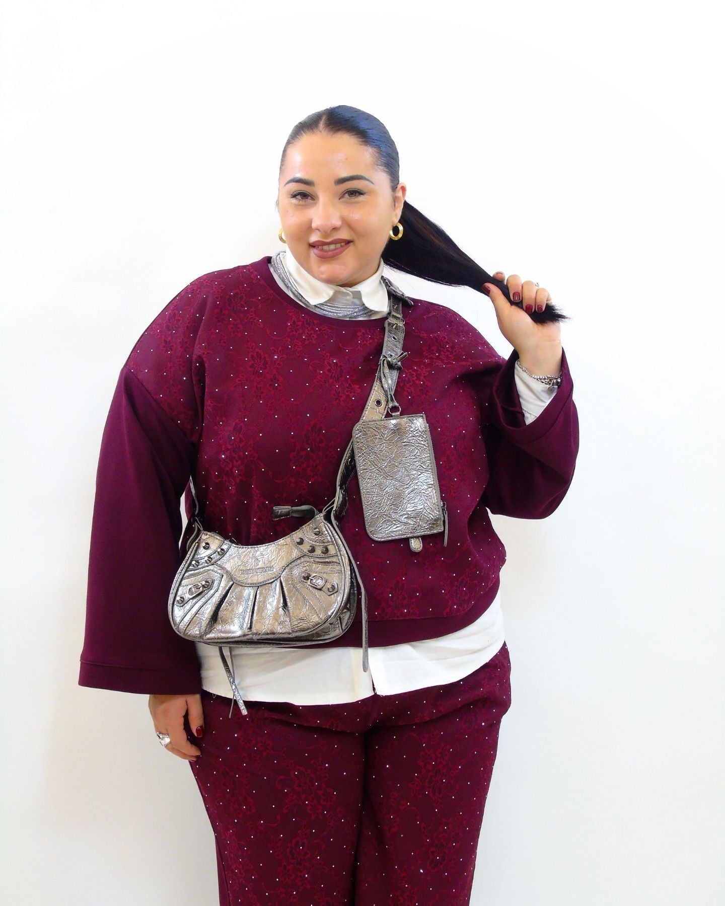 Coordinato con pizzo e brillantini 11331