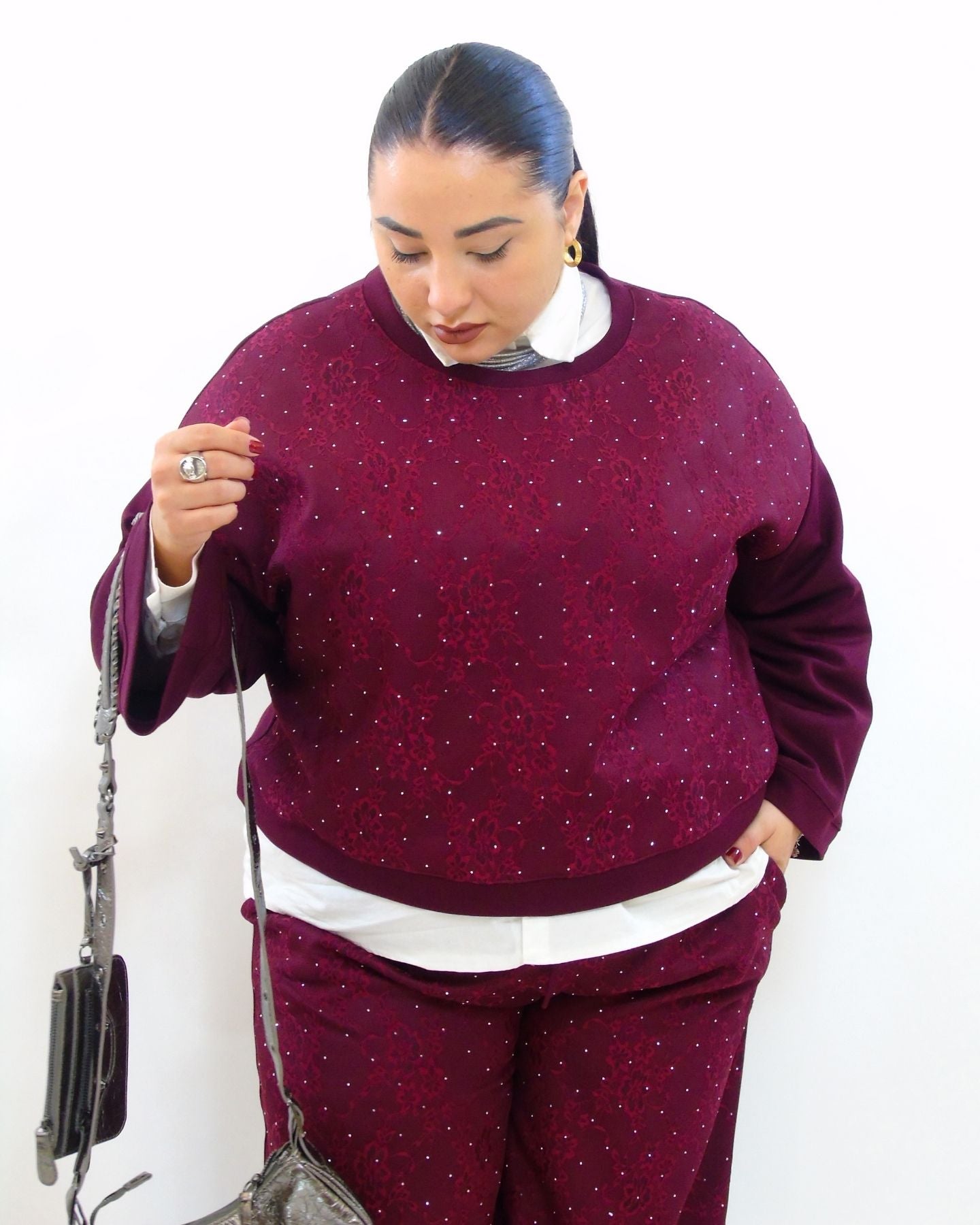 Coordinato con pizzo e brillantini 11331