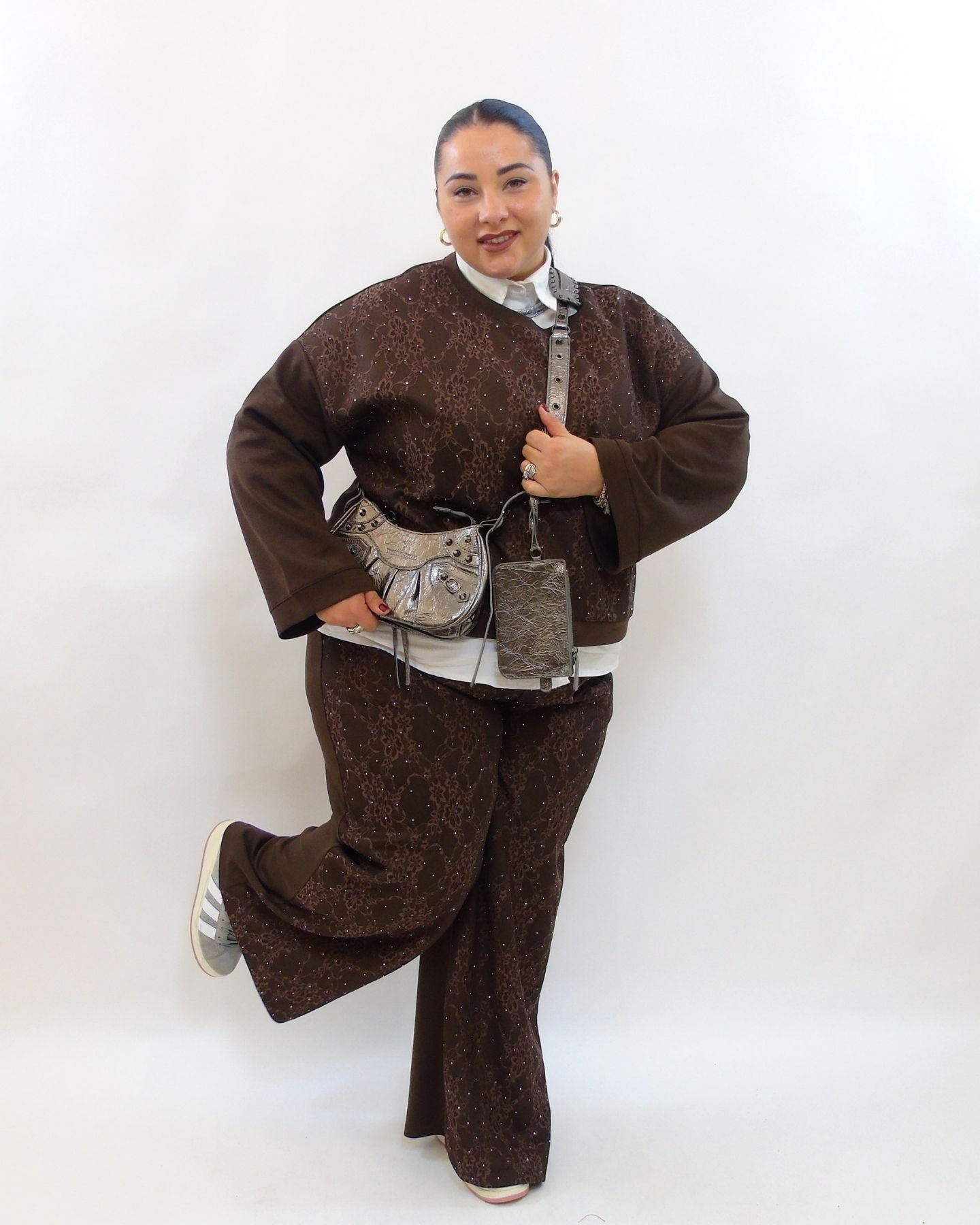 Coordinato con pizzo e brillantini 11331