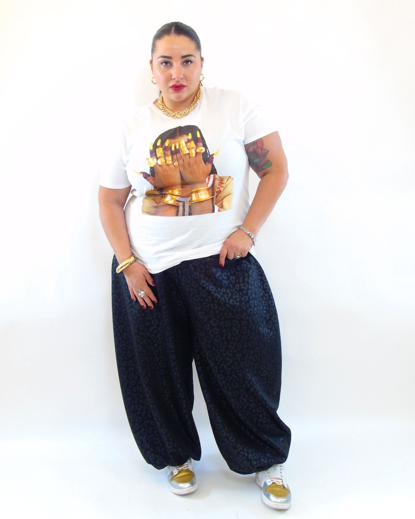 Pantalone con trama animalier