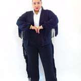 Coordinato con frange cardigan 8077