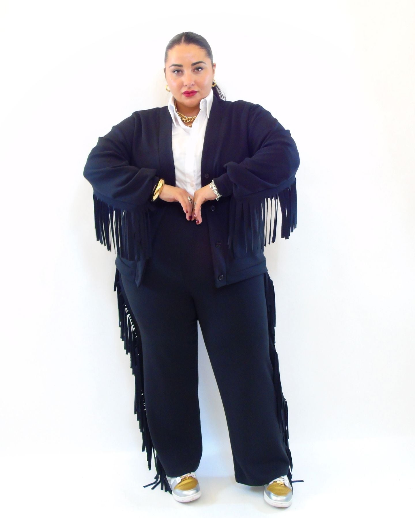 Coordinato con frange cardigan 8077