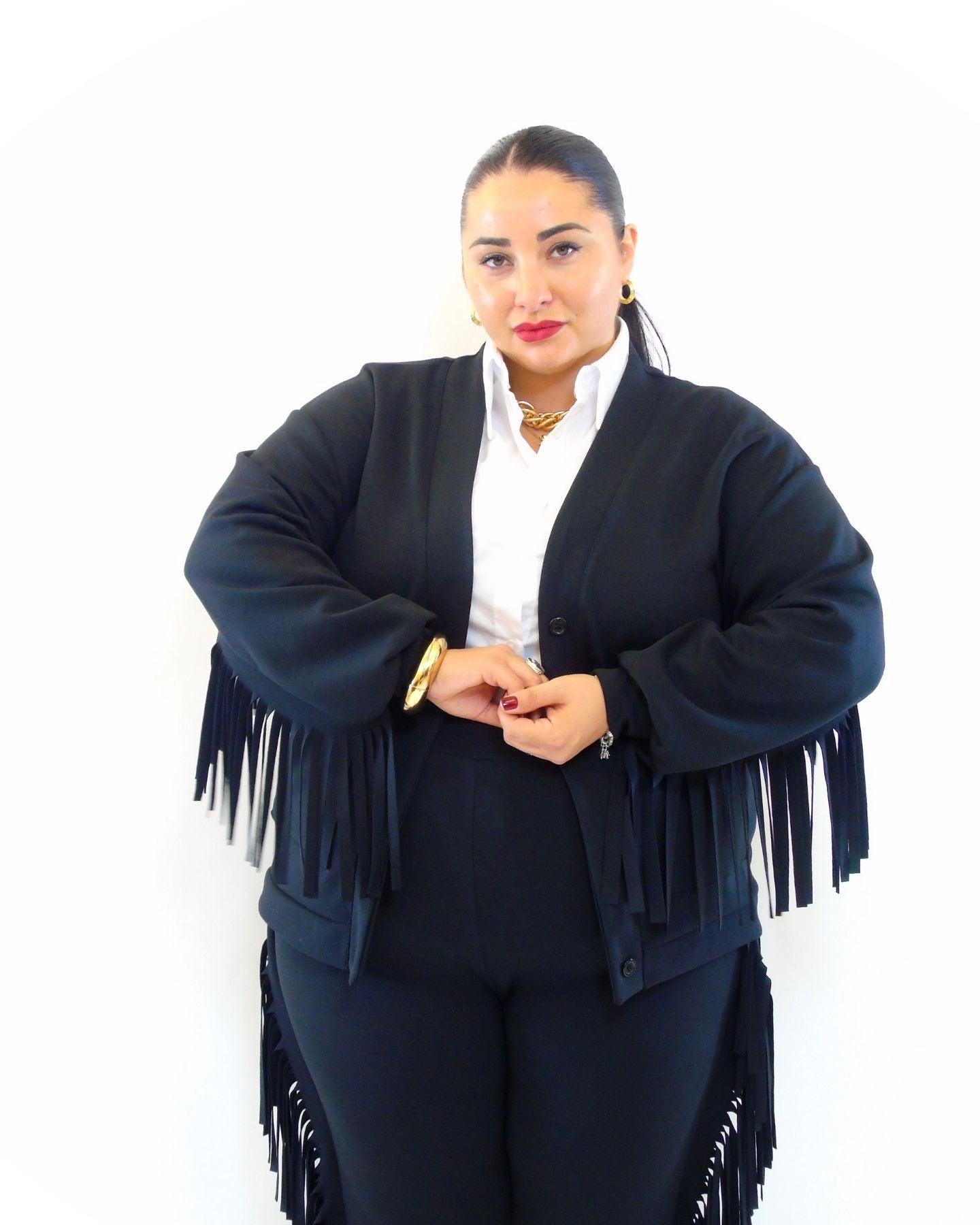 Coordinato con frange cardigan 8077