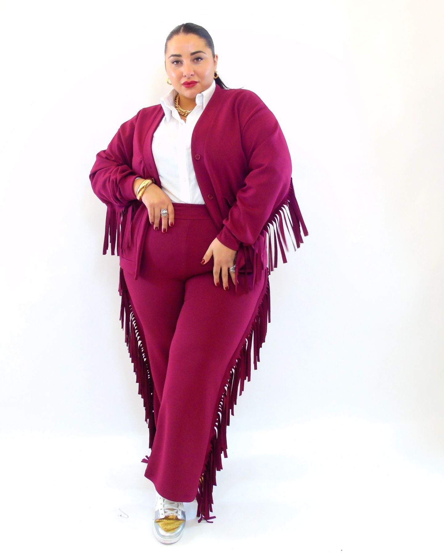 Coordinato con frange cardigan 8077