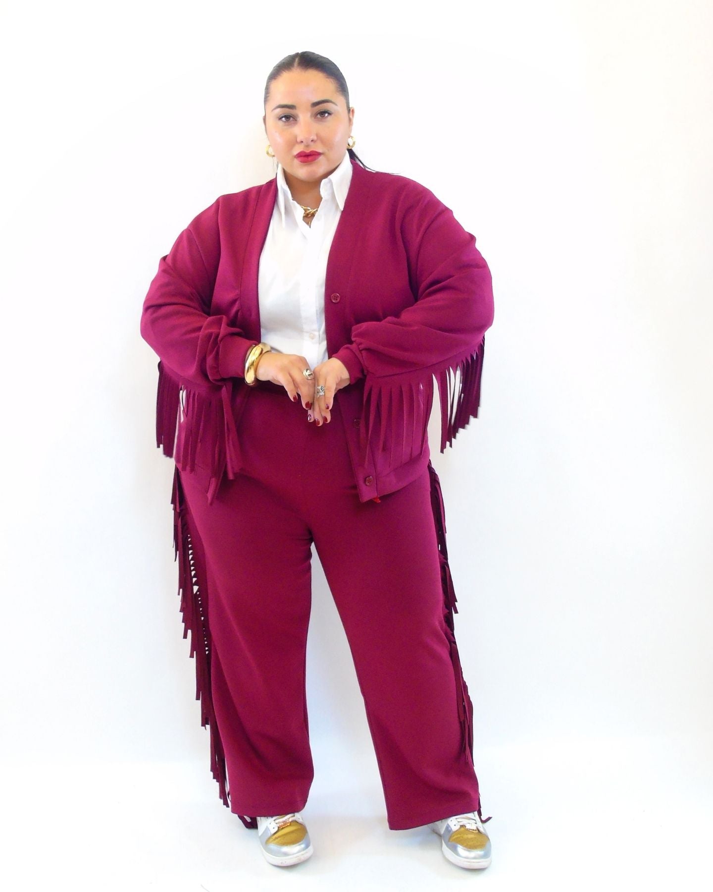 Coordinato con frange cardigan 8077