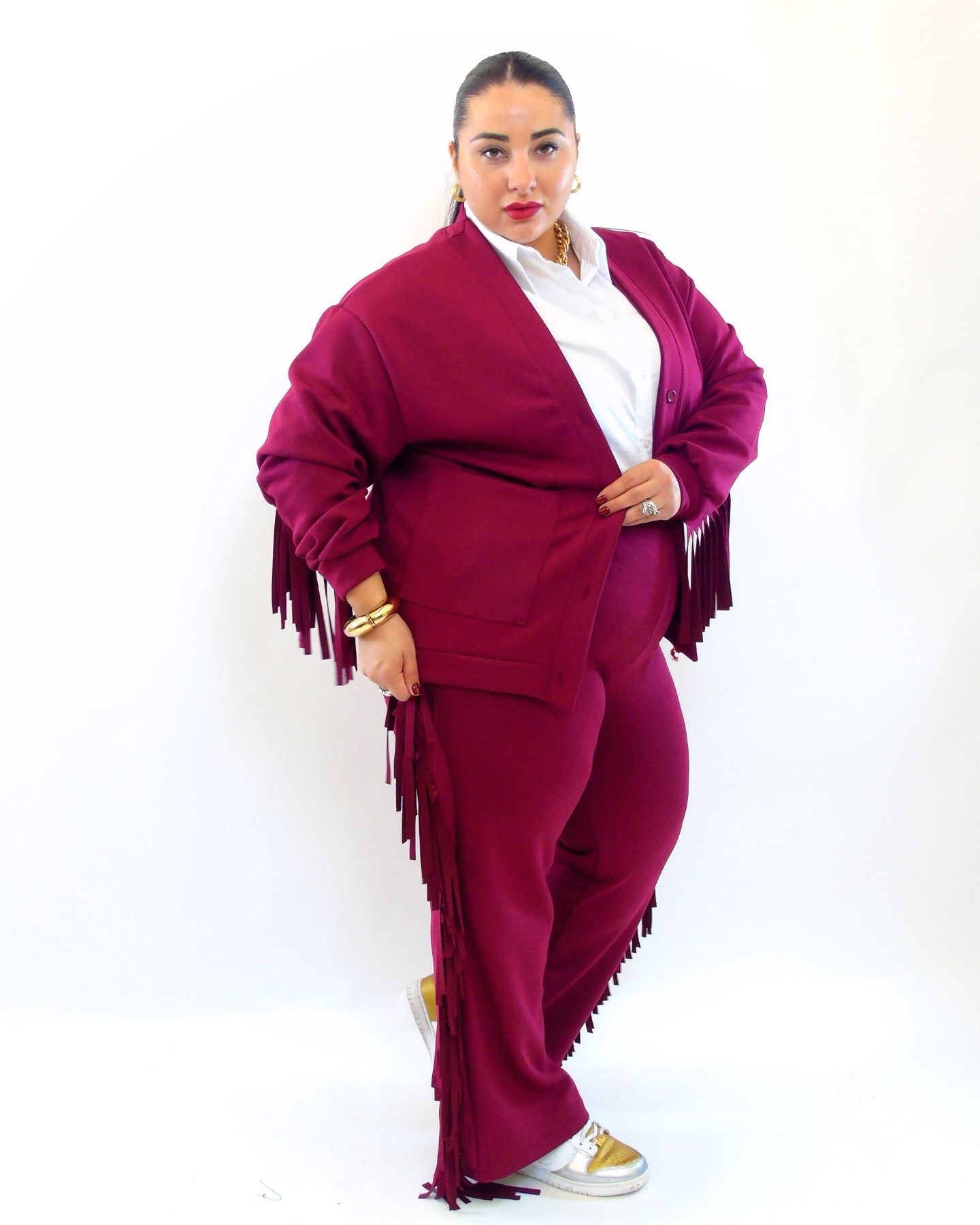 Coordinato con frange cardigan 8077