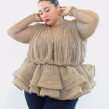 Blusa con balze con maglia  823