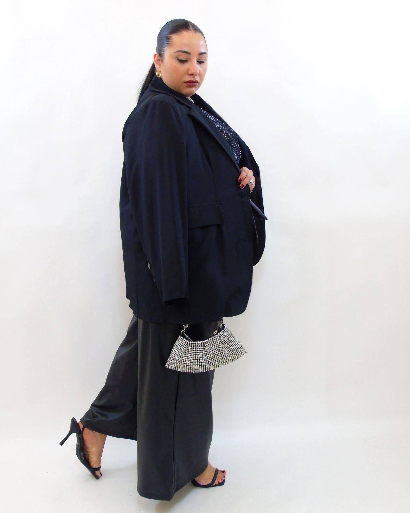 pantalone palazzo in pelle 3914