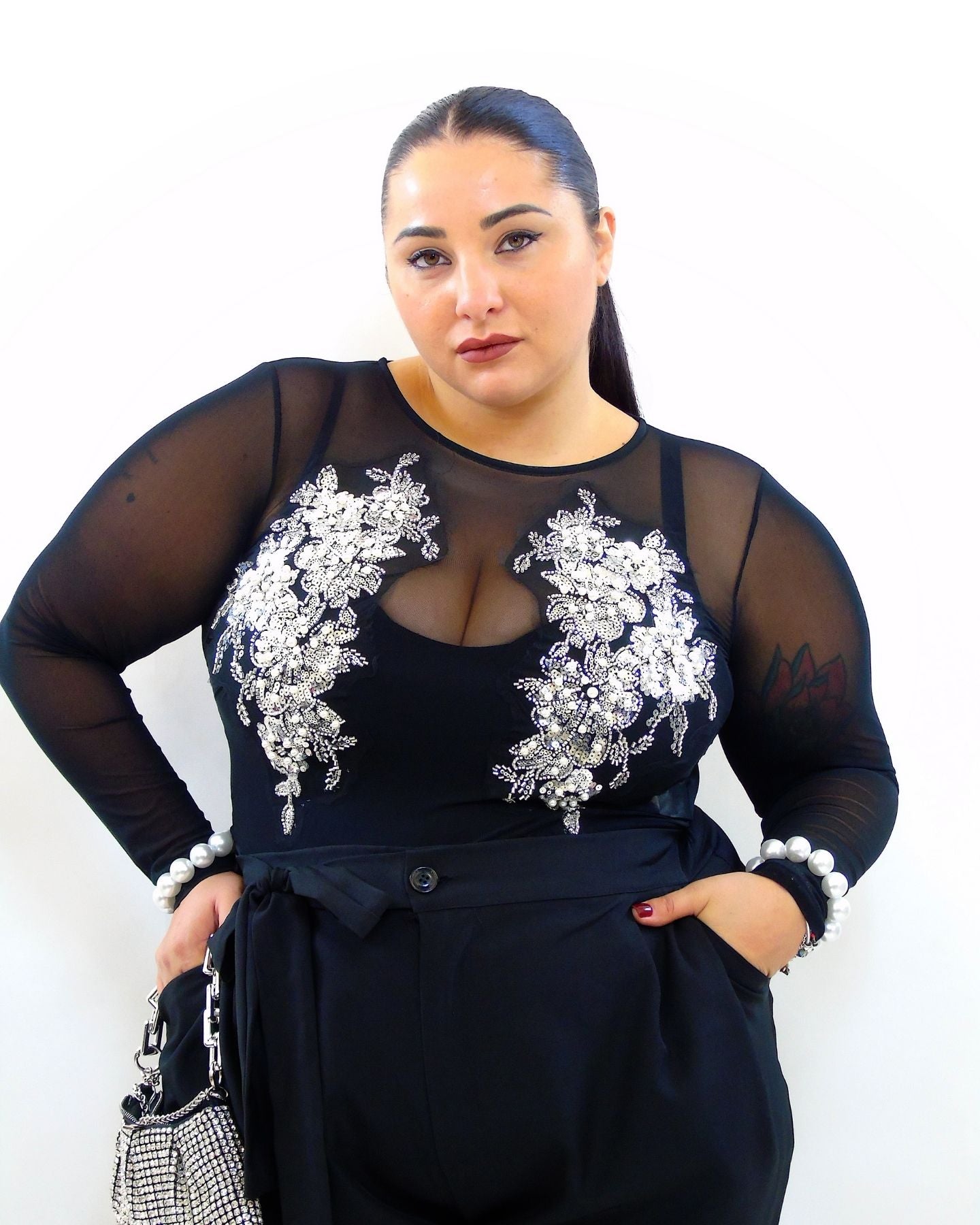 body con perline e paillettes 631