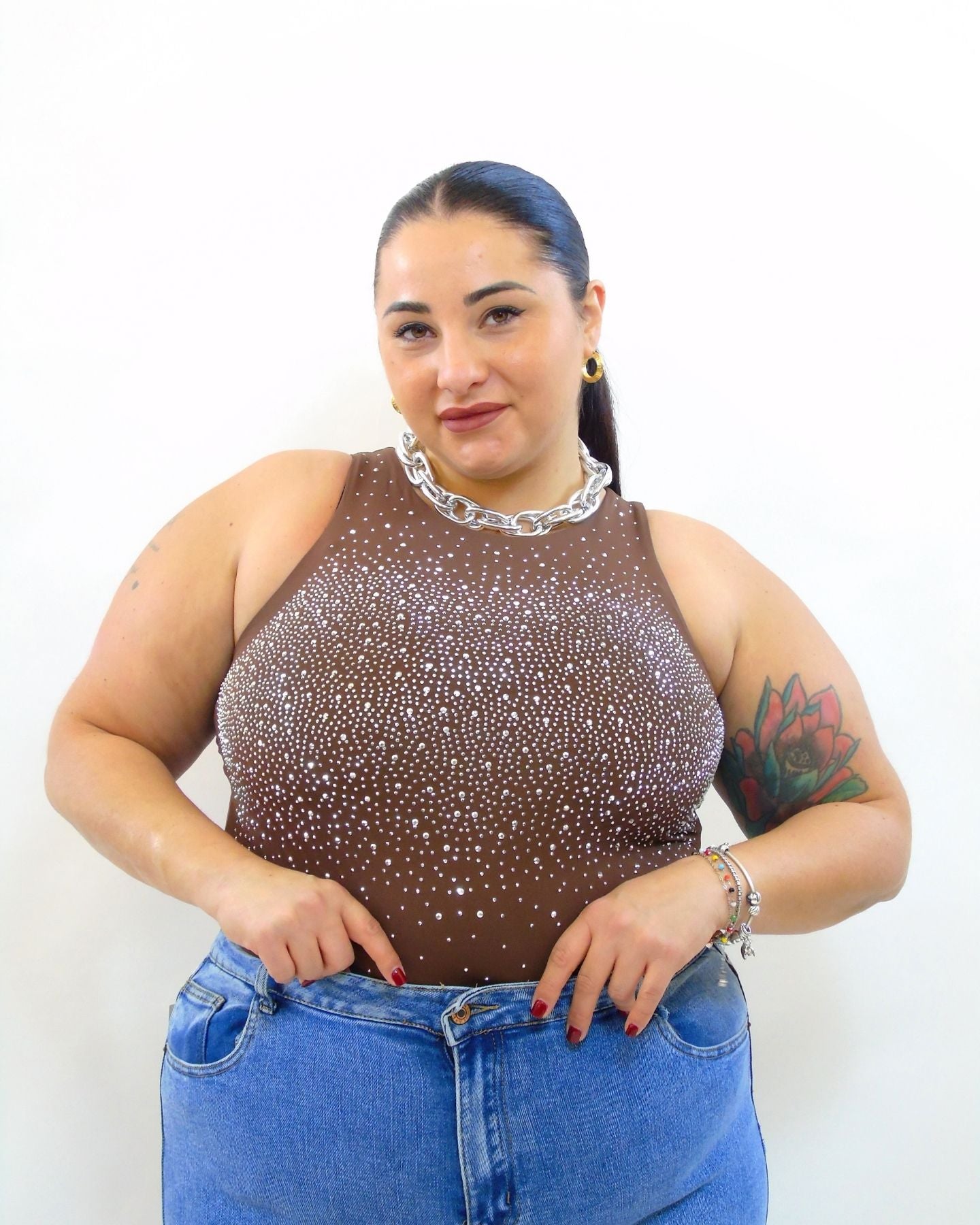 Body brillantinato in rilievo 76112