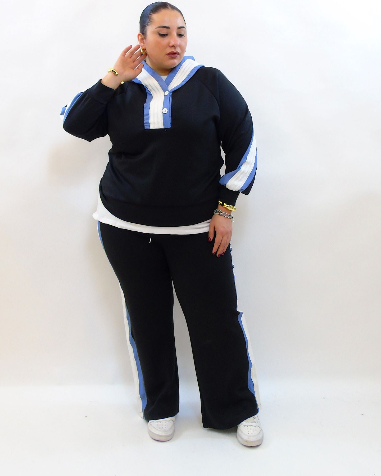 Coordinato con trama in jeans 8079