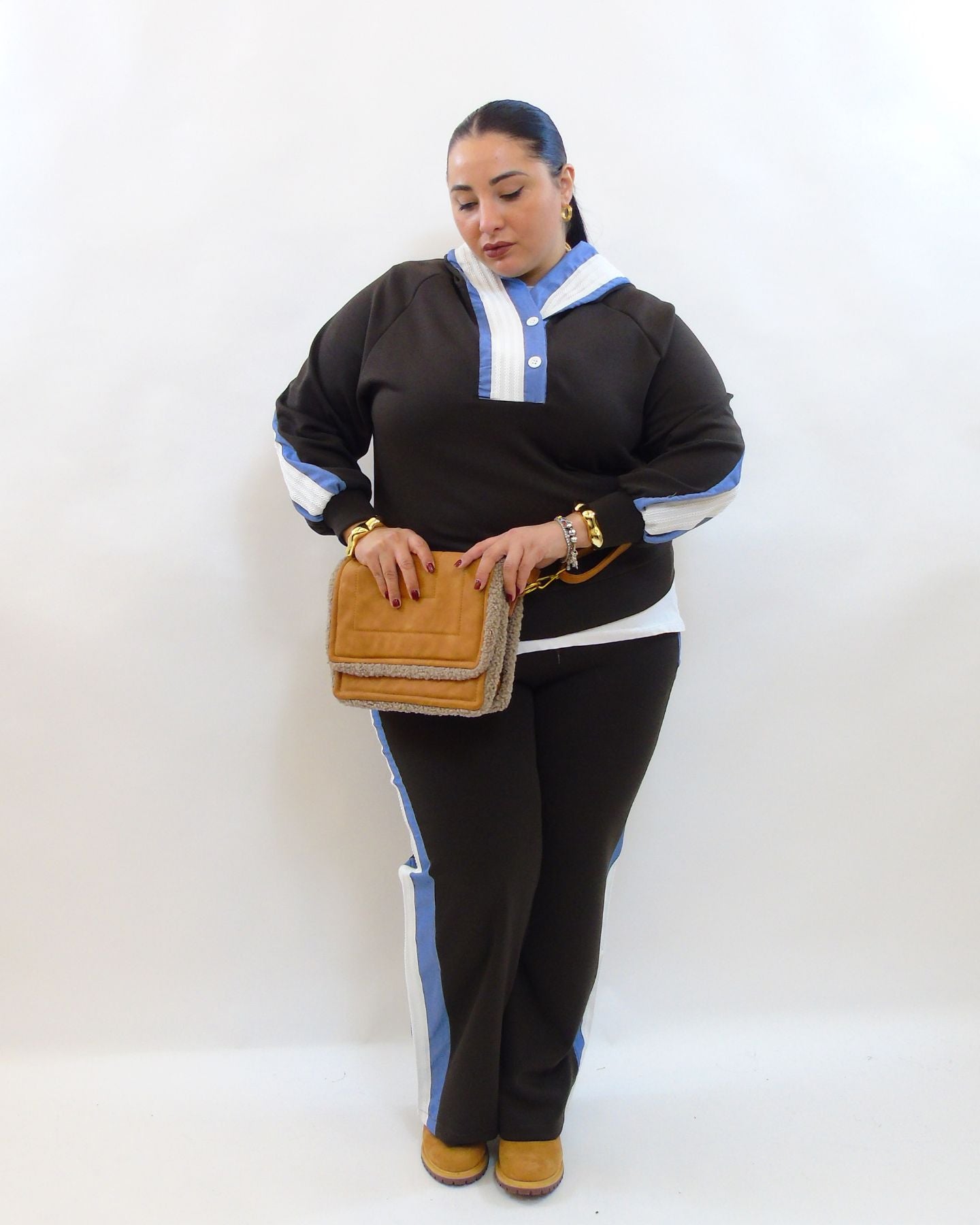 Coordinato con trama in jeans 8079