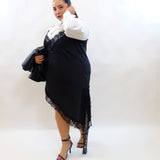 Abito satin e pizzo asimmetrico 7951